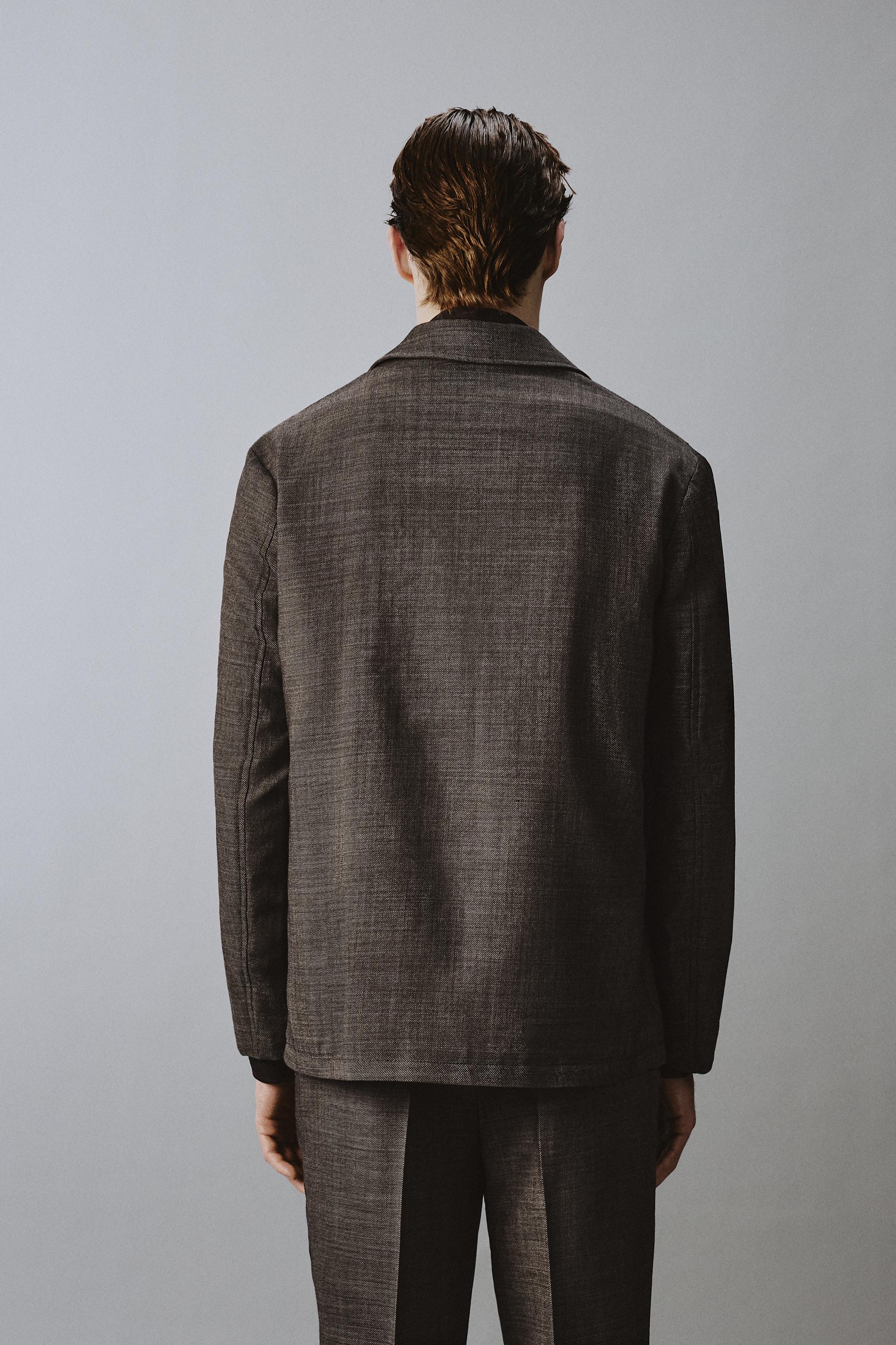 DOUBLE-BREASTED 100% WOOL SUIT JACKET